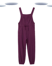 Ex White Stuff Women's Jersey Dungarees - Plum Purple Casual Stretch Jumpsuit