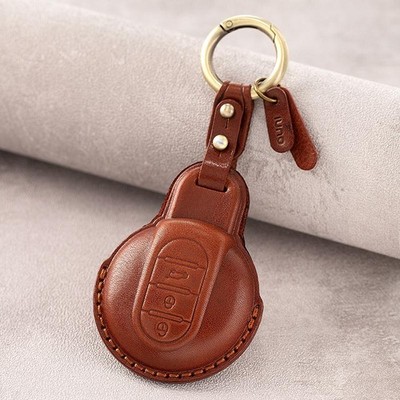 Für Mini Cooper Echt Leder Schlüssel Etui Abdeckung F54 F55 F56 F57 F60 Anhänger Schutz