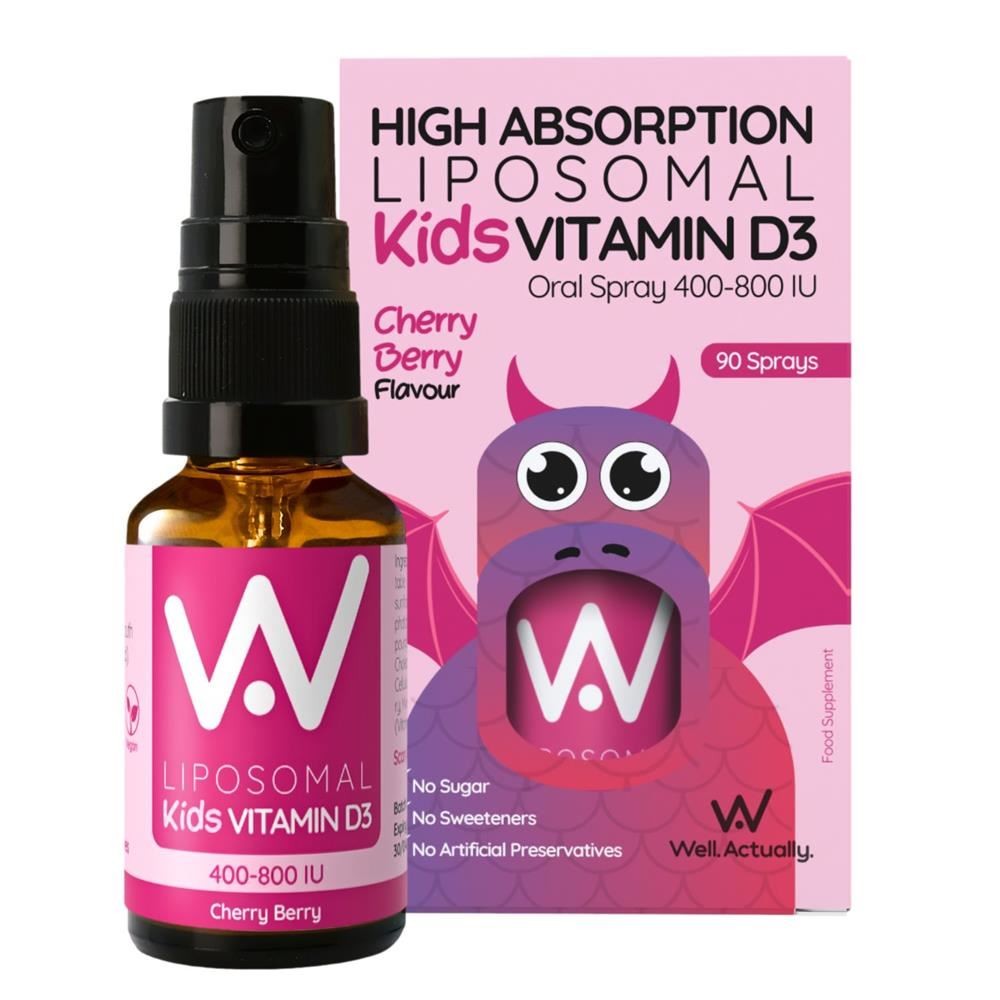 Well.actually. Well. Actually. Kids Liposomal Vitamin D3 Spray 400-800Iu Cherry Berry Flavour 15Ml Lloyds Pharmacy - Image 2