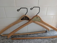 Lot of 2 Wooden Vintage Hangers Men's Clothing Advertizing Wood Hangers