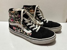 VANS Filmore High Top Leopard Animal Floral Print Black Girl Sneaker Missy 3.5