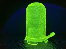 HTF Vintage MCM Mosser Vaseline Glass Holly and Berries Thumb Handle Fairy Light