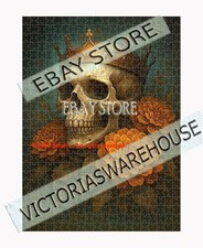 500 piece jigsaw puzzle Crowned skull marigold regal death gothic