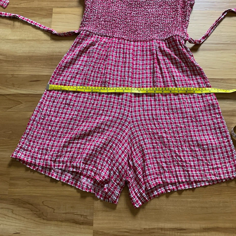 Винтажный красный Gingham со сборками Детский комбинезон от S. L. моды размер 14 галстук ремень без рукавов - Изображение 4 из 4