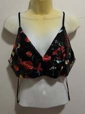 NWT Forever 21 Sequined Floral Micro Crop Top M