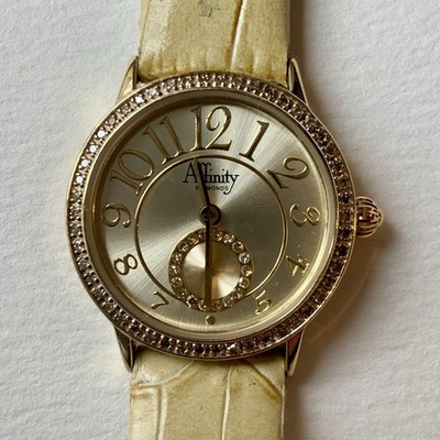 Affinity Diamonds Ladies Watch Vermeil Gold Sterling Silver 26mm Diamond Bezel