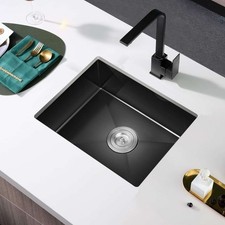 24x18 Inch Black Drop-in Kitchen Sink, 9 Inch Deep Gunmetal Black 16 Gauge NEW