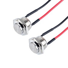 2 PCS 16mm Metal Waterproof Momentary Push Button Switch 12V/24V/110V 5/8" Hole