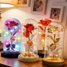 Eternal Galaxy Rose Flower In Glass Dome LED Light Forever Valentine's Day Gifts