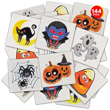 Halloween Temporary Tattoos for Kids - Pack of 144-2 Inch Non-Toxic Tats Sticker