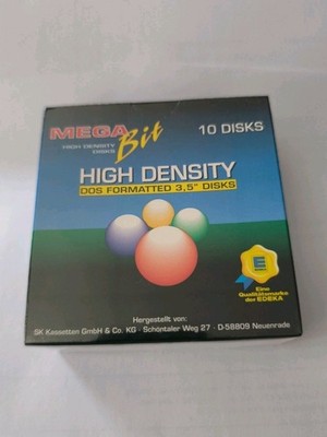 10 Mega Bit Disketten 2HD  3,5'' Floppy Disk MS-DOS 1,44MB neu