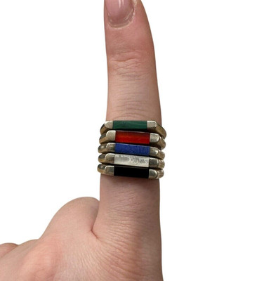 Sterling Silver Multicolor Stackable Rings size 8 - image 1