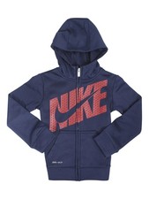 Nike Little Boy's Logo Therma Obsidian Zip Front Hooded Sweatshirt Sz: 4