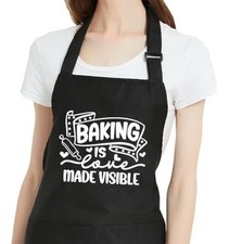 Funny Aprons for Women with Pockets, Adjustable Kitchen Baking Aprons for Women