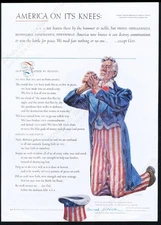 1952 Uncle Sam art America on its Knees prayer save us from ourselves Hilton ad