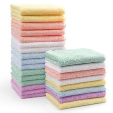 Microfiber Coral Fleece Baby Washcloths 24 Pack Soft Absorbent Bath Face Towel