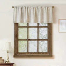 2 Pack Faux Linen Valance for Windows Kitchen Living Room Valances Rod Pocket Fa
