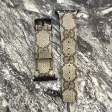 Beige Brown Patterned Leather Strap Band Replacement for Apple Watch