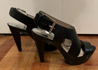 MICHAEL Michael Kors Size 7M CARLA SANDALS Black Leather PLATFORM Heels — photo 4