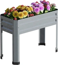Raised Garden Bed with Detachable Legs Elevated Metal Planter Box for Growing