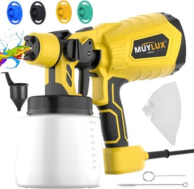 Paint Sprayer 800W HVLP Electric Spray Gun with 5Nozzles and 3 Patterns, 1000ML