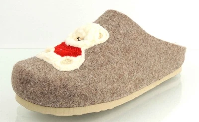 Dr. BRINKMANN / TOFEE  Damen Pantoffel  Hausschuh  WOLLFILZ  "BÄRCHEN"  beige - Bild 1 von 4