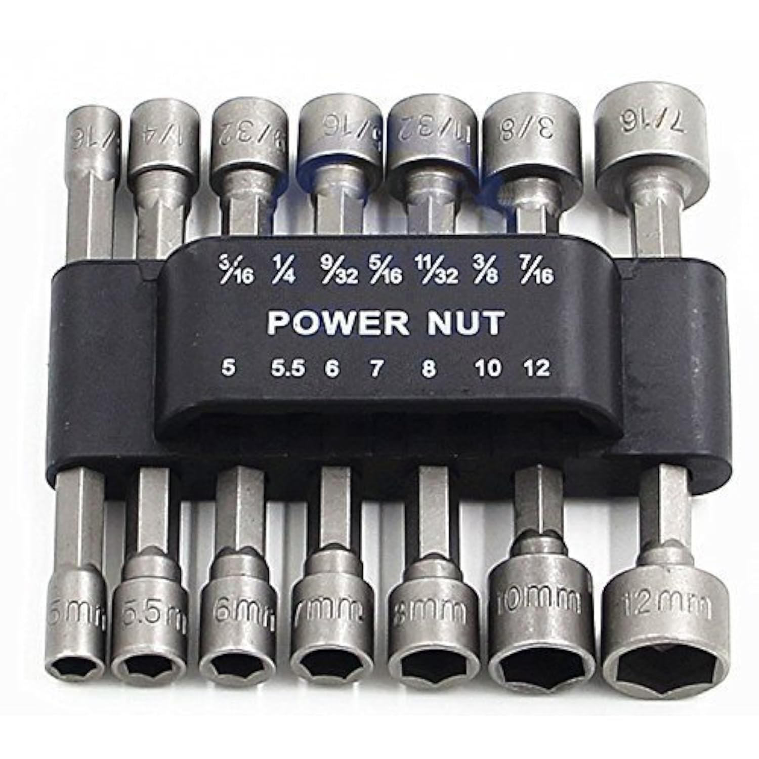 Power Nuts Driver Drill Bit Tools Set Metric Socket Wrench Screw 1/4'' Driver...