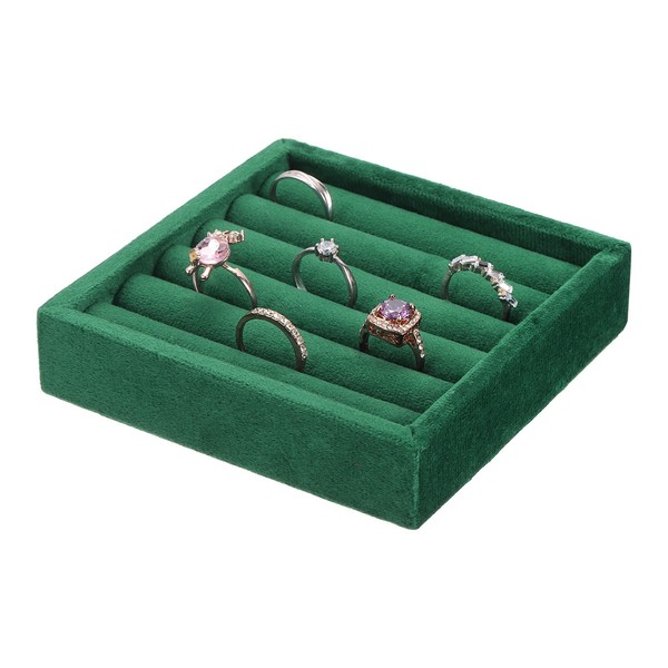 FüR Jewelry Organizer Stapelbare Schmuckschale, Samt-Schubladenbox DunkelgrüN-image