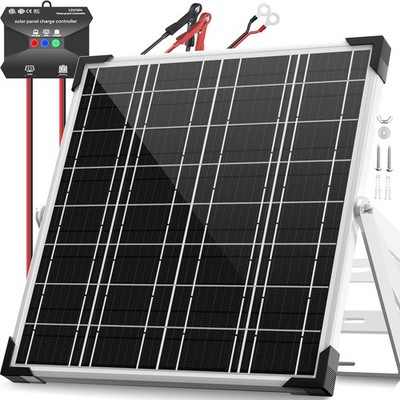 12V Solar Battery Charger - 20W Waterproof Solar Panel Kit with Smart MPPT Contr