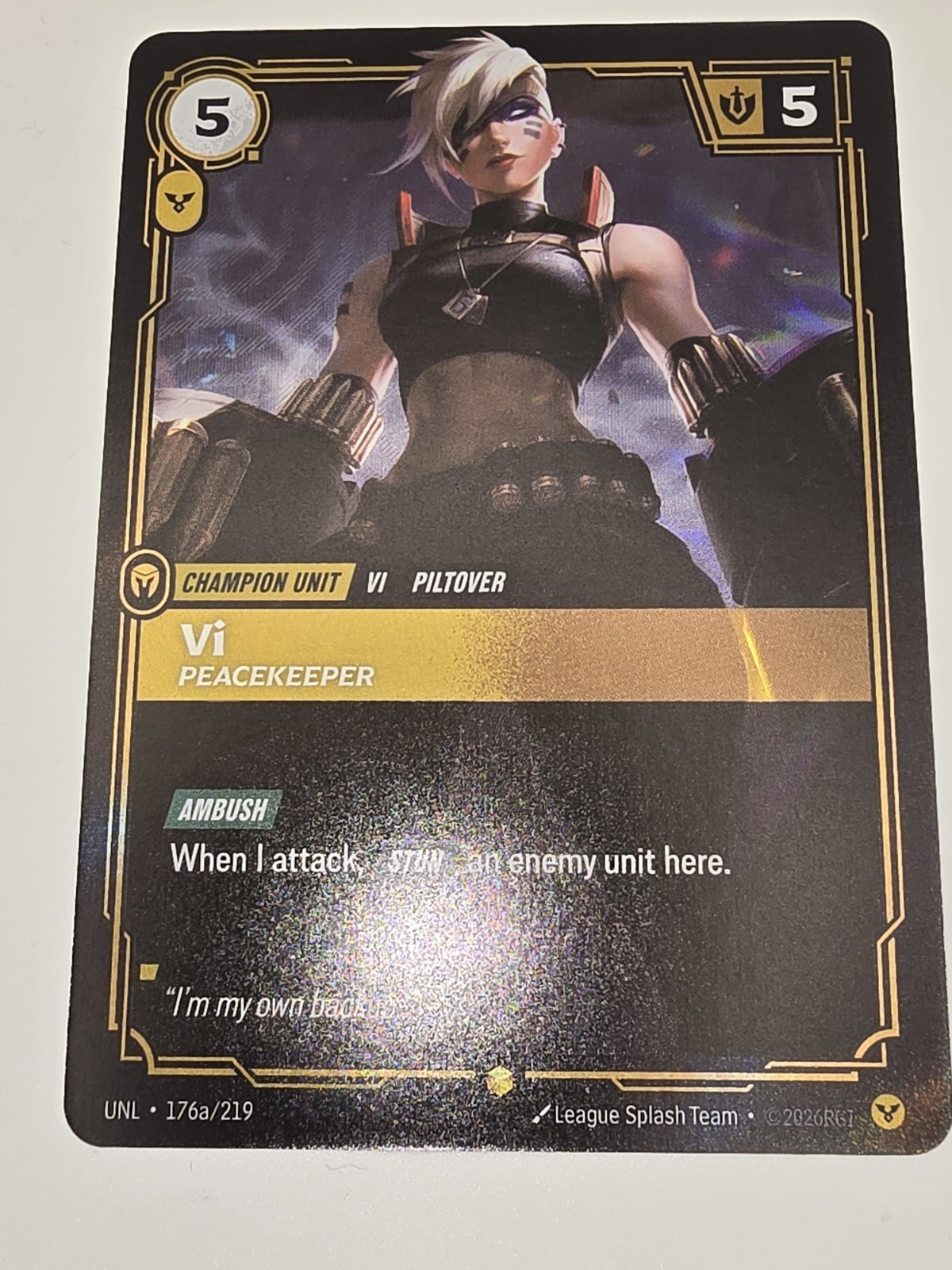 Riftbound Unleashed Vi Peacekeeper Alt Art 176a/219 Near Mint