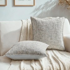 HAUSSY 2 Pack Pillow Covers 18x18 Inch, Reversible Chenille Decorative Throw ...