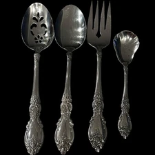 Oneida Wordsworth Stainless Flatware Spoons 4 Pc Serving Set Spoons Fork