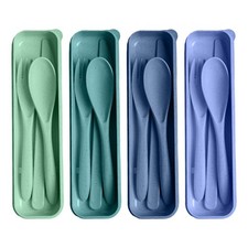 Reusable Utensils Set with Case, 4 Sets Travel Utensils with Case, Reusable F...
