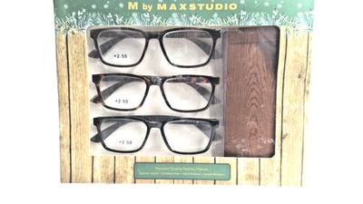 M By MaxStudio Reading Glasses 3 Pack +2.50 Tortoise Shell Multicolor Unisex