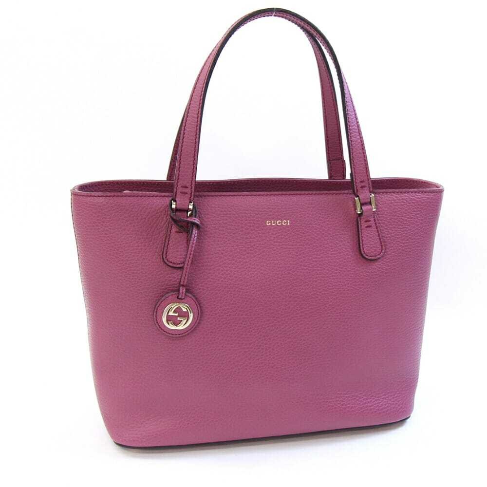 Gucci G Interlocking Purple Leather Tote Bag Used Handbag Logo