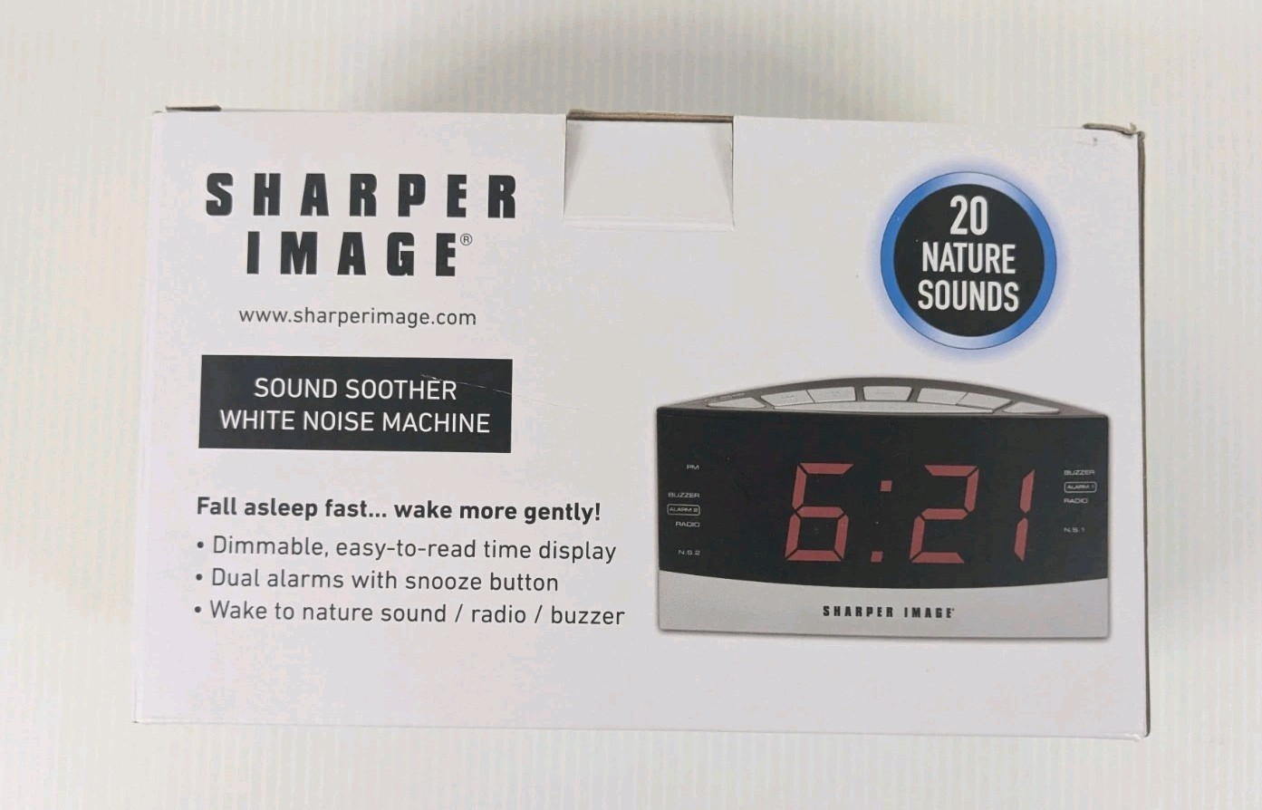 Sharper Image Sound Soother White Noise Alarm Clock Radio w/2 Alarms 204050 New