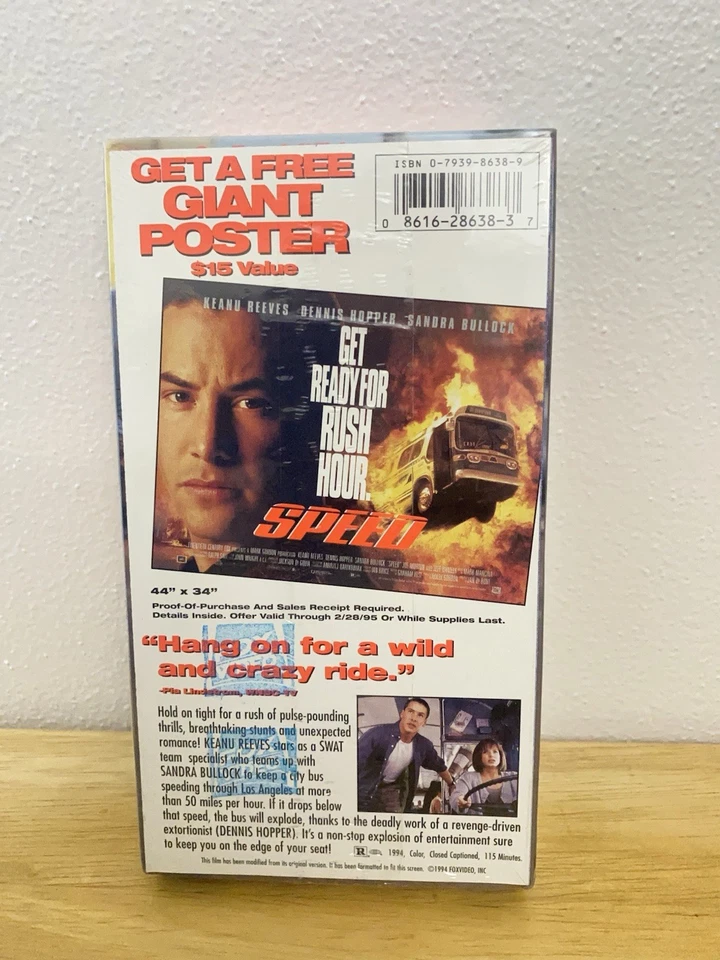 Speed VHS SEALED Watermarks Hype Fox Video Keanu Reeves Dennis Hopper - Image 2 of 4