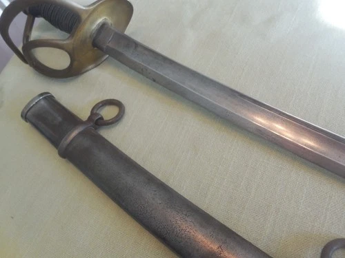 Original Civil War Model 1860 Cavalry Sword Etched George Armstrong C????
