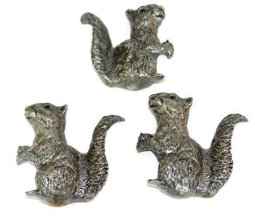 Squirrel Pull Knobs in Satin Pewter for Cabinetry: Set Of 3