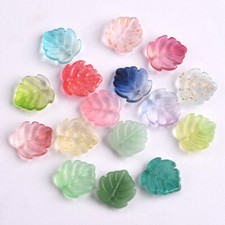 10pcs Leaf Petal 15x14mm Lampwork Glass Loose Pendants Beads for Jewelry Making