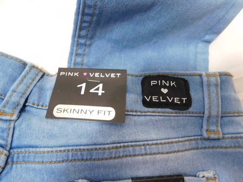 Pink Velvet Women Jeans Size 14 Distressed Pink Sequins Skinny Fit NWT - Picture 14 of 22