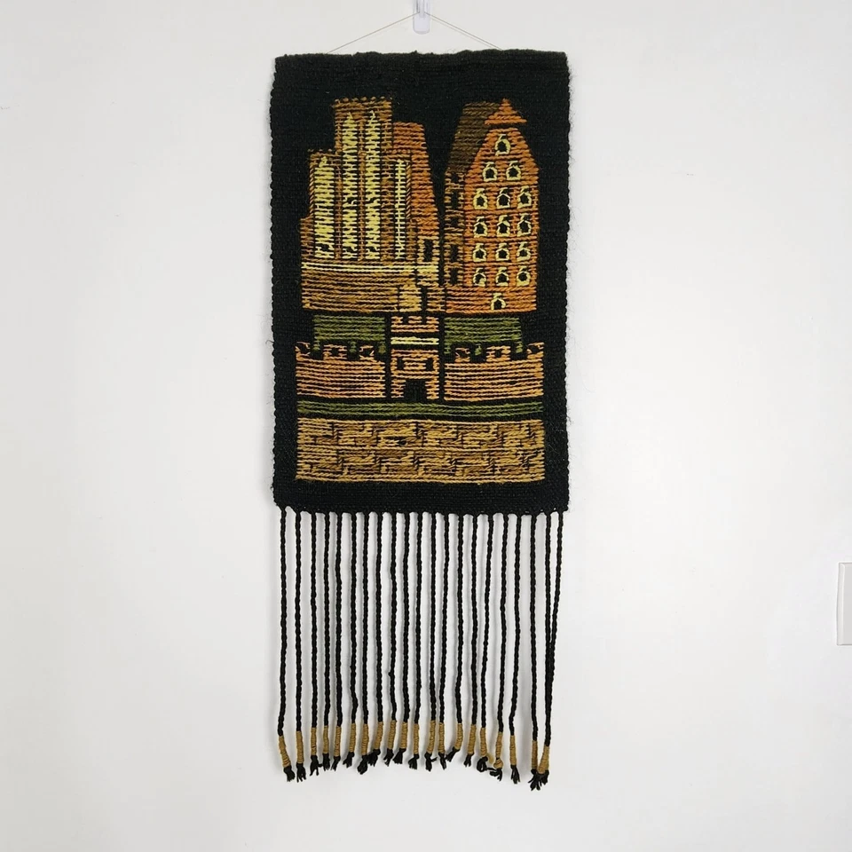 Tapiz de lana Kilim polaco europeo de colección MCM colgante de pared arquitectura boho chic Foto 2 de 4