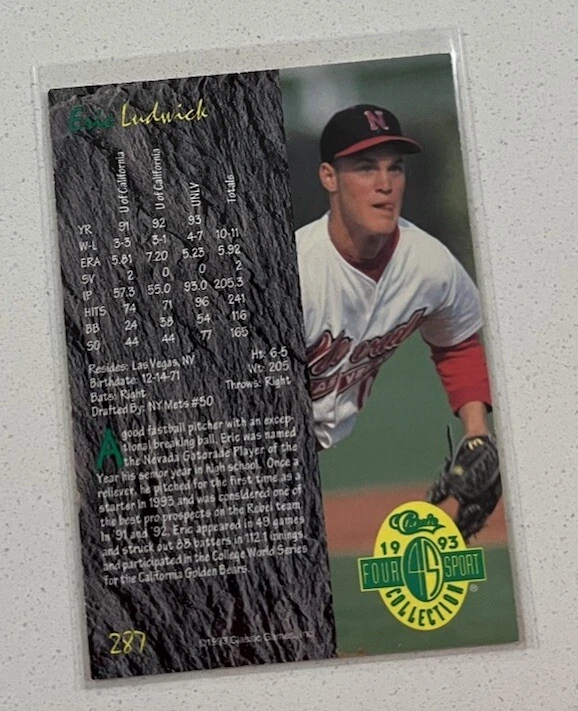 1993 Classic Four Sport Collection Eric Ludwick #287 - Image 2 of 2