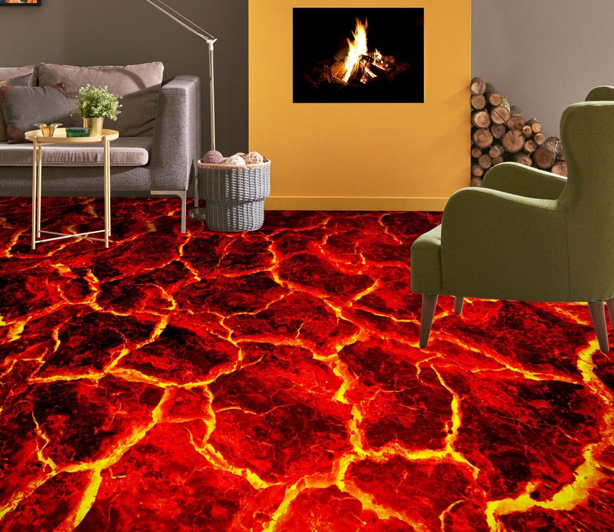 3D Volcanic SKE3447 Floor WallPaper Print Decal Epoxy Floor Deco