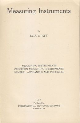 MEASURING INSTRUMENTS von Staff 1939International Lehrbuch Verlag Handbuch
