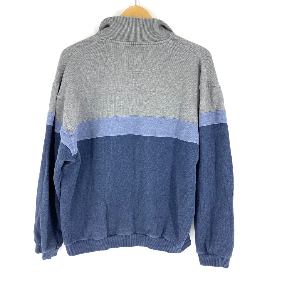 Pendleton Sweater Size Large Mens Gray Blue Half Zip Mock Neck Pullover Cotton - Image 4 of 4
