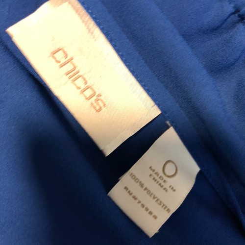 Chico's Women's Peplum Top Flutter Sleeve Scoop Neck Solid Blue Size 0/Small - Picture 5 of 5