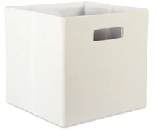 DII Hard Sided Collapsible Fabric Storage Container 13x13x13 Solid Off White