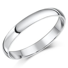 Platinum Wedding Ring High Polished Medium-Weight D Shape Band UK Hallmarked 950
