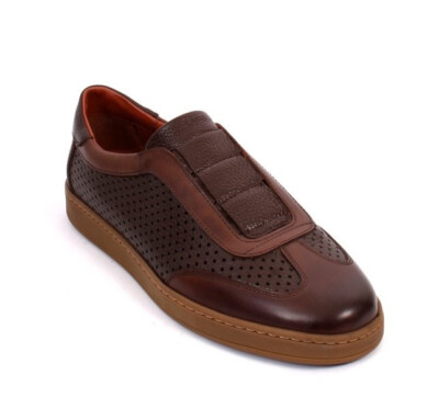 Roberto Serpentini 57130c Dark Brown Leather Streetch Sneakers Shoes 41 / US 8